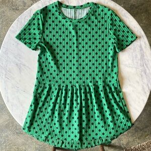 Zara Women’s Green and Navy Polka Dot Dress Size Medium